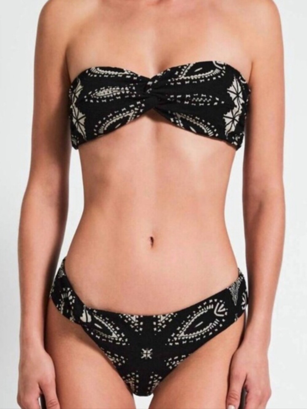 NWT Devon Windsor Tori Thea Black Paisley Bandeau Twisted Bikini Size Small